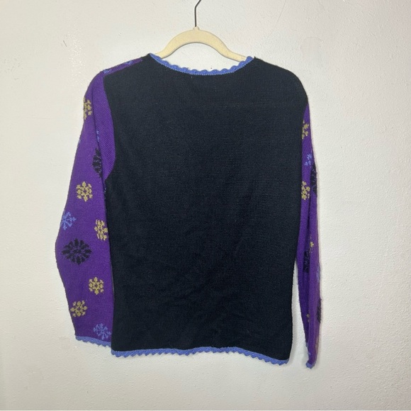 Alpaca Imorts Vibrant Purple and Blue Cardigan Size Medium - Picture 7 of 7